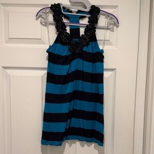 INC International Concepts Blue and Black Striped Tank Top
